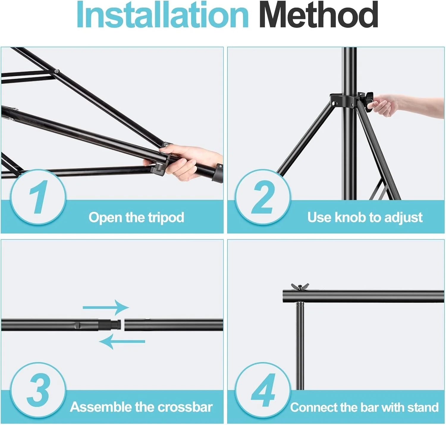 EMART Photo Video Studio Backdrop Stand, 9x10ft (2.8x3m) Heavy Duty Adjustable Photography Muslin Background Support System Kit