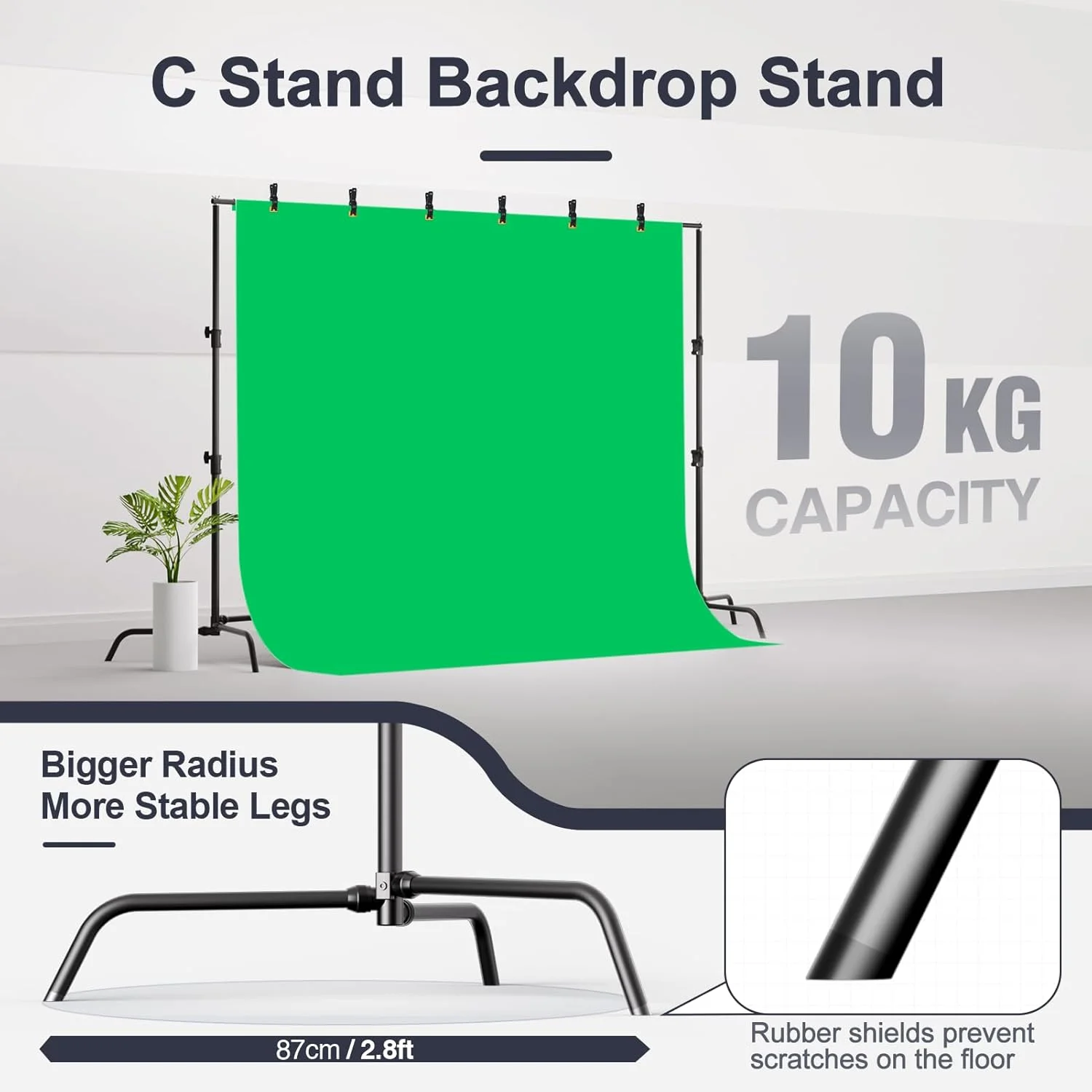 کیت پس زمینه پرده سبز EMART، پس زمینه پرده سبز استودیوی عکس و فیلم 7 * 10 فوت با پایه، گیره های فنری، کیف حمل و کیسه های شن برای عکاسی و استریم