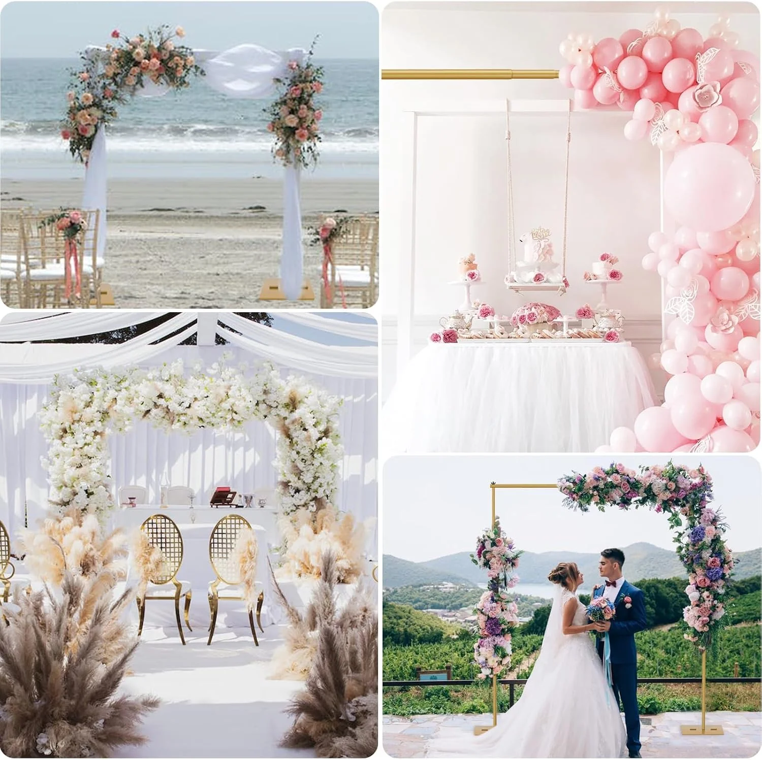 پایه پس زمینه سنگین EMART، 2x3 متر، سیستم پشتیبانی پس زمینه قابل تنظیم با پایه فولادی برای عکاسی، استودیو عکس و فیلم، مهمانی ها، عروسی - طلایی