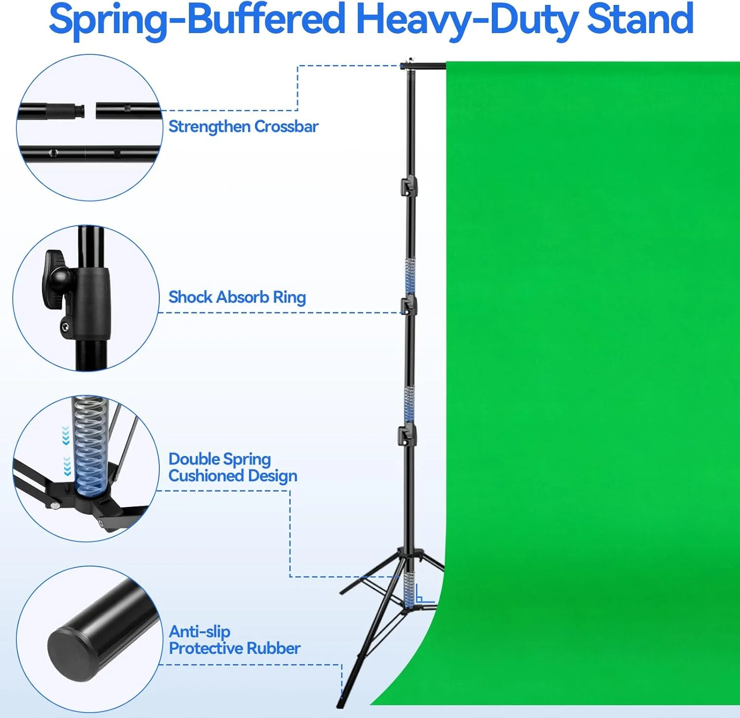 کیت پایه پرده سبز کروماکی استودیویی EMART، 3x3 متر، سیستم پشتیبانی پس زمینه عکاسی با پرده موسلین 3x4.5 متری برای عکاسی