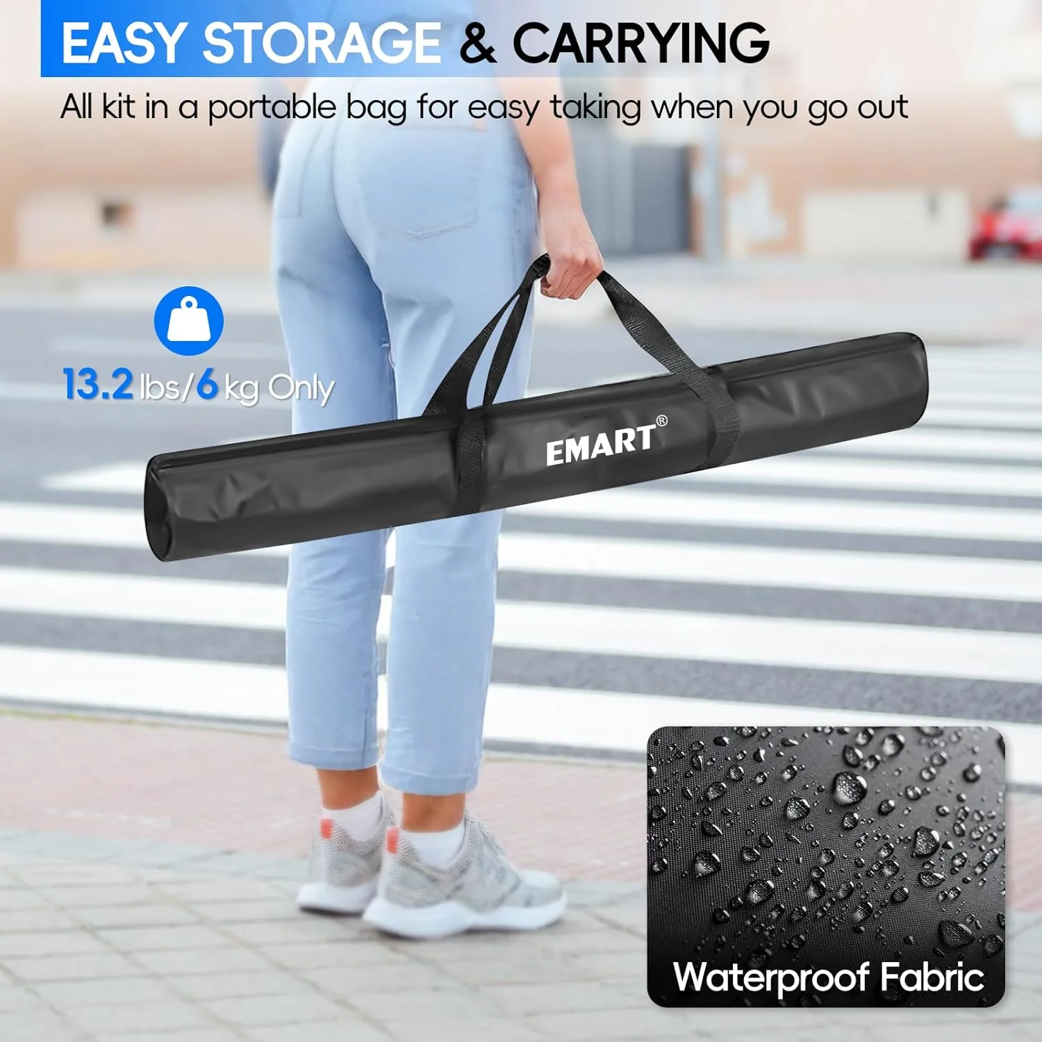 پایه بنر پس زمینه قابل تنظیم سنگین EMART، ابعاد 3x2.4 متر، مناسب برای نمایشگاه های تجاری، غرفه های عکاسی حرفه ای و تزئینات مهمانی (بدون گیره)