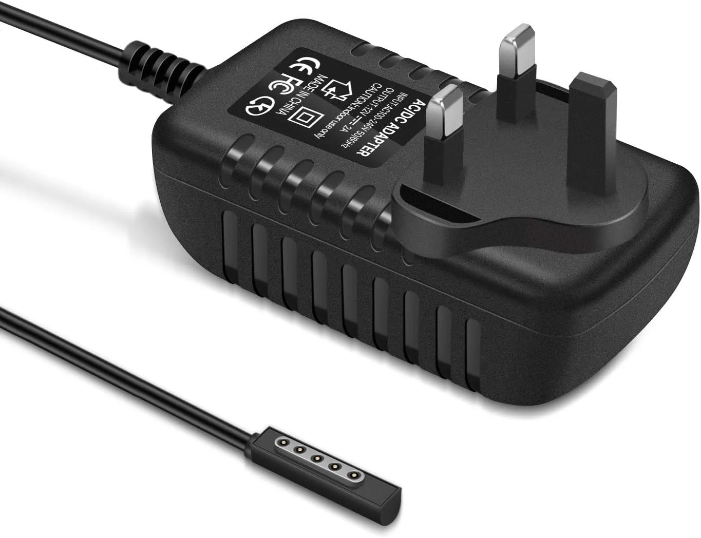 شارژر سرفیس RT 24W - آداپتور شارژر AC جایگزین 12V 2A سازگار با تبلت ویندوزی 10.6 اینچی Microsoft Surface RT با کابل شارژ 1.2 متری، منبع تغذیه دیواری مسافرتی، دوشاخه UK - مشکی