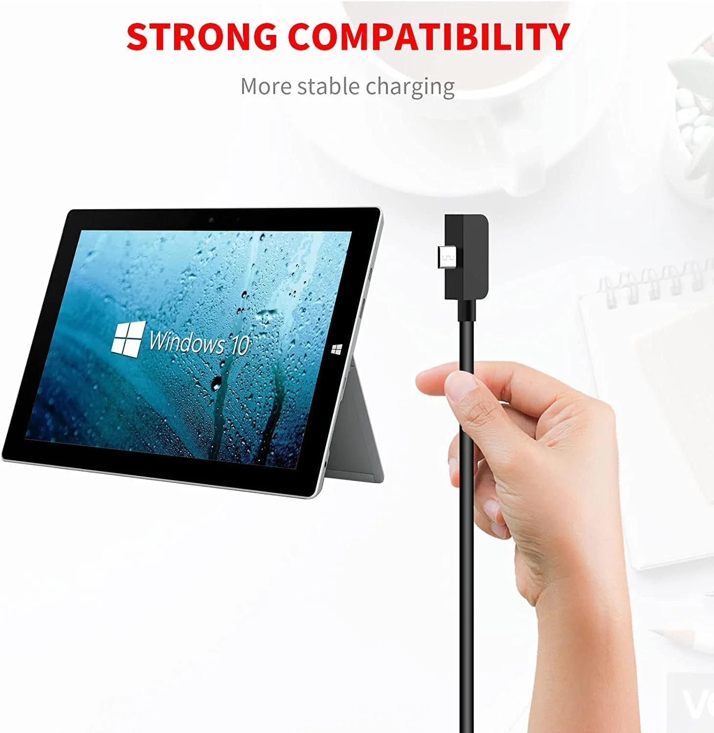 منبع تغذیه شارژر AWDOAJOI سازگار با تبلت های Microsoft Surface 3، آداپتور 13 وات 5.2 ولت 2.5 آمپر، مشکی قابل حمل با کابل 1.5 متری دارای گواهینامه UKCA