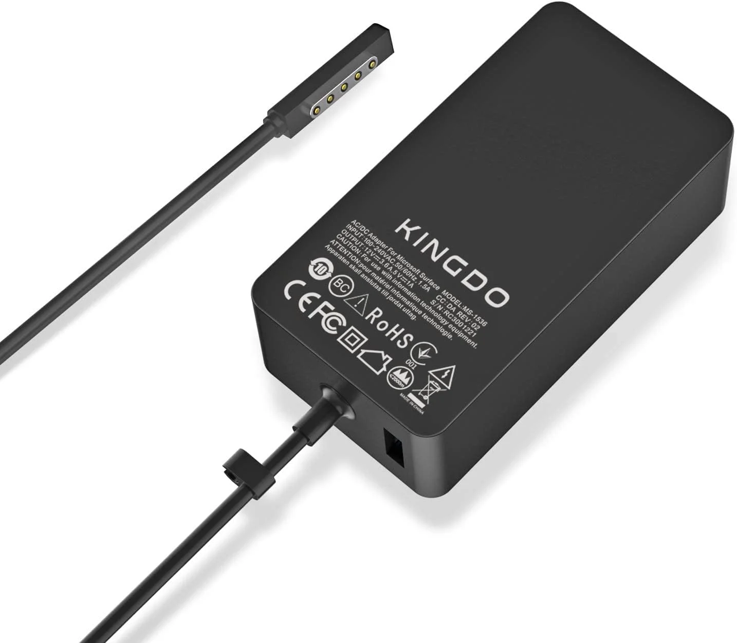 آداپتور برق سرفیس KINGDO 48W 12V 3.6A برای تبلت های Microsoft Surface Pro 2، Surface Pro 1 و Surface RT به همراه کابل برق 1.8 متری و کیف نگهداری