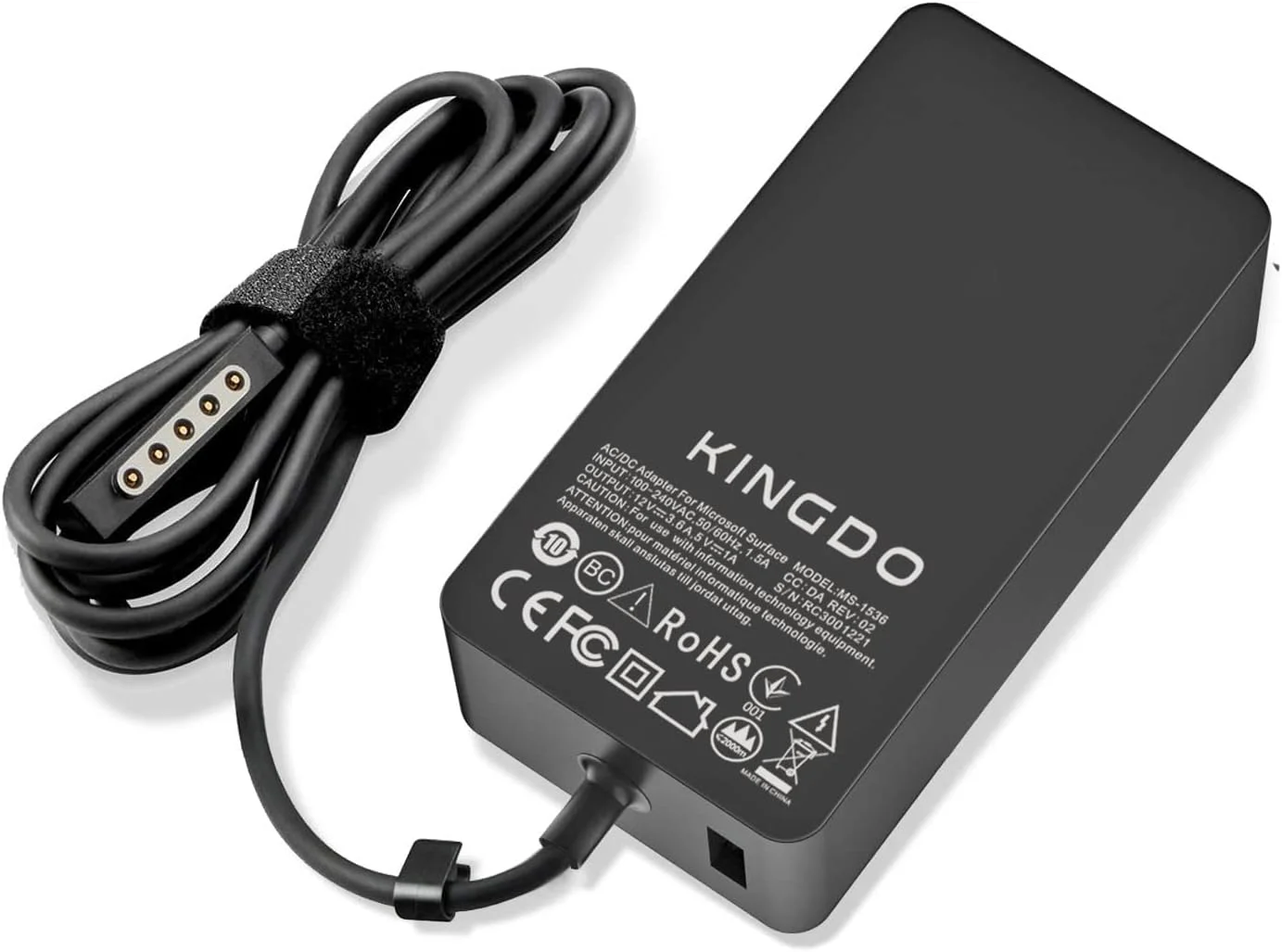 آداپتور برق سرفیس KINGDO 48W 12V 3.6A برای تبلت های Microsoft Surface Pro 2، Surface Pro 1 و Surface RT به همراه کابل برق 1.8 متری و کیف نگهداری