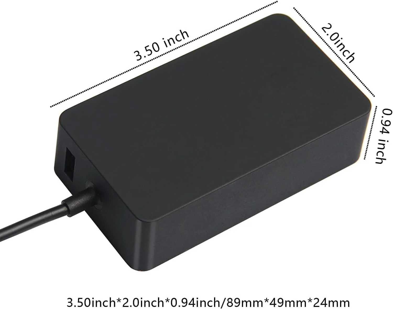 شارژر قابل حمل 48 واتی 12 ولت 3.6 آمپر سازگار با تبلت های Microsoft Surface Pro 1-2، Surface RT و Windows 8. دارای یک پورت شارژ USB 5 ولت/1 آمپر و یک سیم برق 6 فوتی است.