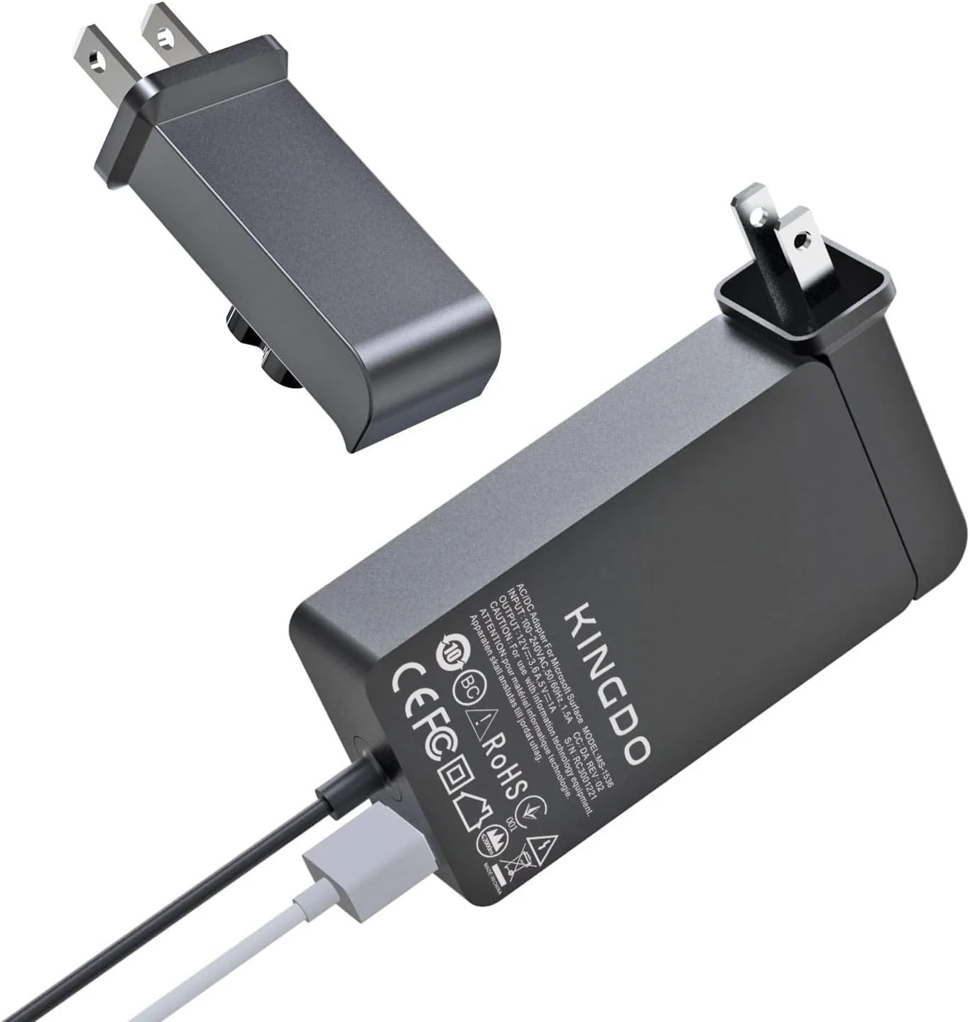 آداپتور برق سرفیس KINGDO 48W 12V 3.6A برای تبلت های Microsoft Surface Pro 2، Surface Pro 1 و Surface RT به همراه کابل برق 1.8 متری و کیف نگهداری
