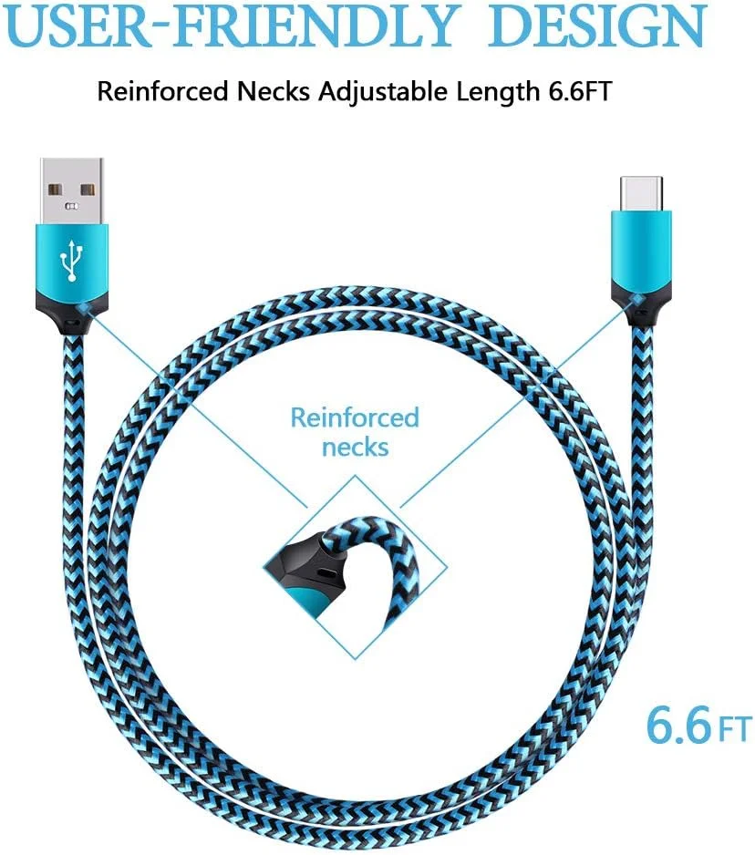 پک 5 عددی کابل USB C به طول 1.8 متر برای آیفون 16e 16 15 پرو مکس، کابل تایپ C شارژ سریع گوشی بافته شده اندروید برای سامسونگ گلکسی S24 Ultra S24+، اوپو رنو 12 13، شیائومی ردمی نوت 14 پرو سیم USBC