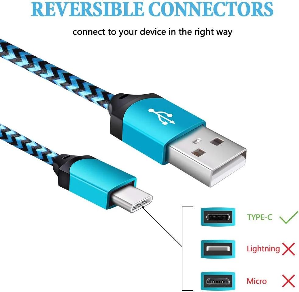 پک 5 عددی کابل USB C به طول 1.8 متر برای آیفون 16e 16 15 پرو مکس، کابل تایپ C شارژ سریع گوشی بافته شده اندروید برای سامسونگ گلکسی S24 Ultra S24+، اوپو رنو 12 13، شیائومی ردمی نوت 14 پرو سیم USBC