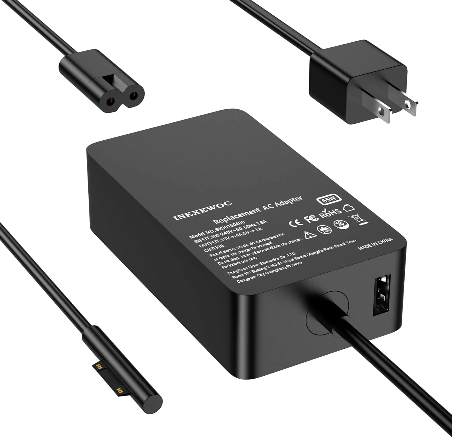 شارژر 65 واتی سرفیس پرو برای Microsoft Surface Pro 9 8 7+ 7 6 5 4 3، Surface Go/Book 3 2 1، Windows Surface Laptop 6 5 4 3 2 1، سیم برق شارژر تبلت با پورت شارژ USB 5V 1A LED 44W 36W 24W