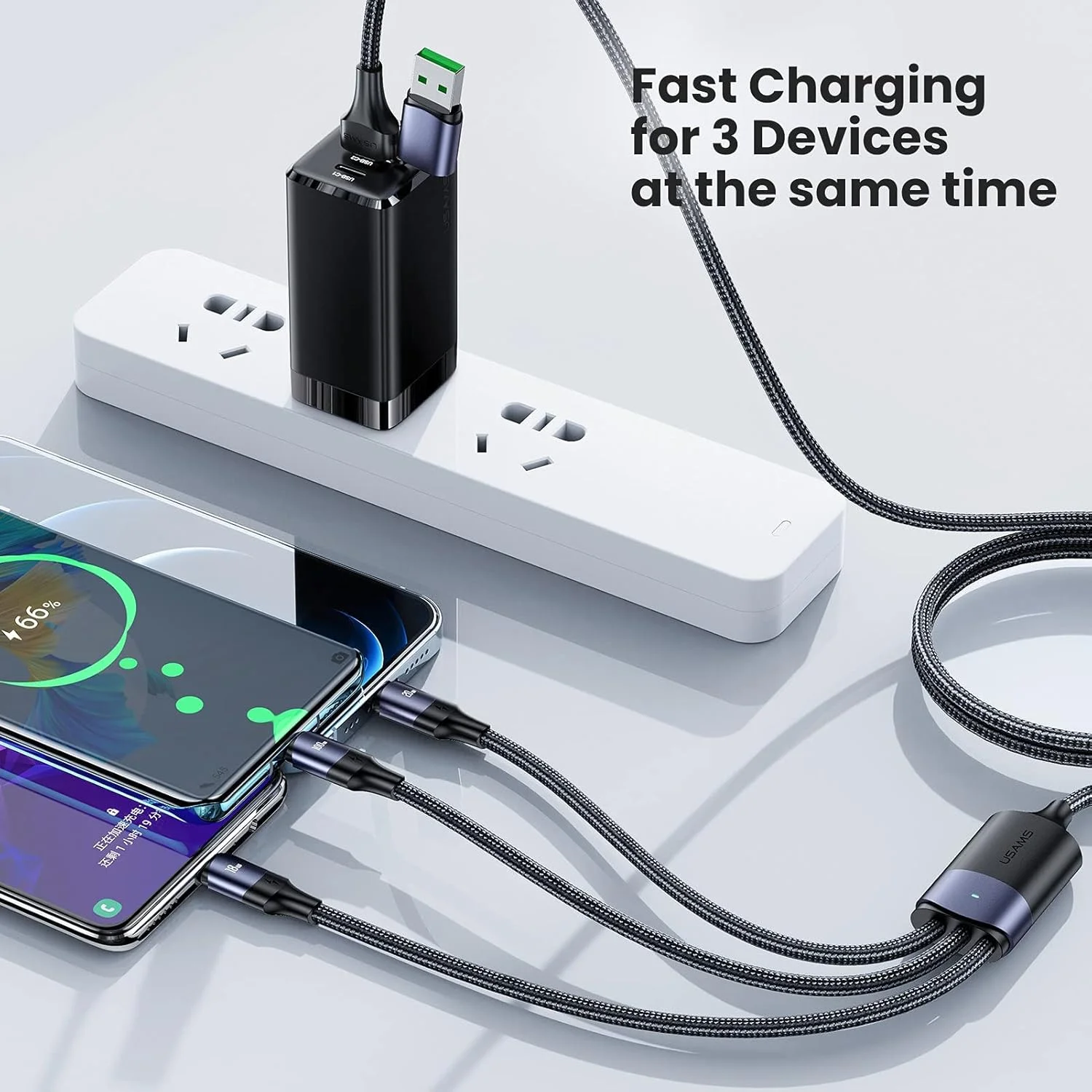 کابل شارژ چند منظوره 100 واتی USB C به همراه QC 5A 2 در 1 USB A به پورت PD نوع C و سیم شارژ سریع بافته شده 3 در 1، با کانکتورهای Type C/Micro، آداپتور شارژر همگام سازی جهانی برای لپ تاپ/تبلت/تلفن کابل شارژ چند منظوره 100 واتی USB C به همراه QC 5A 2 در 1 USB A به پورت PD نوع C و سیم شارژ سریع بافته شده 3 در 1، با کانکتورهای Type C/Micro، آداپتور شارژر همگام سازی جهانی برای لپ تاپ/تبلت/تلفن