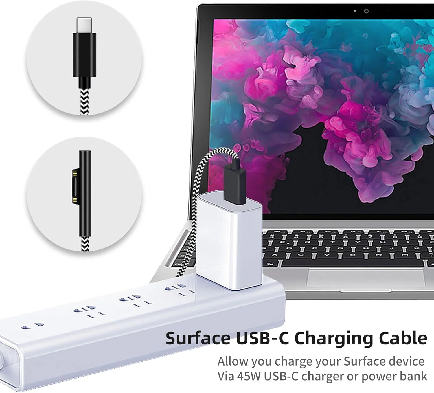 کابل شارژ USB-C به Surface Connect با روکش نایلونی بافته شده Sisyphy (1.8 متری طرح گورخری)، نیازمند شارژر USB-C با توان 45 وات 15 ولت/3 آمپر، سازگار با Microsoft Surface Pro 7/6/5/4/3 Go 3/2/1 Laptop کابل شارژ USB-C به Surface Connect با روکش نایلونی بافته شده Sisyphy (1.8 متری طرح گورخری)، نیازمند شارژر USB-C با توان 45 وات 15 ولت/3 آمپر، سازگار با Microsoft Surface Pro 7/6/5/4/3 Go 3/2/1 Laptop
