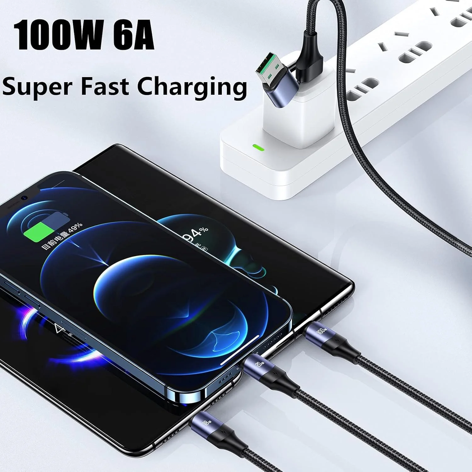 کابل شارژ چند منظوره 100 واتی USB C به همراه QC 5A 2 در 1 USB A به پورت PD نوع C و سیم شارژ سریع بافته شده 3 در 1، با کانکتورهای Type C/Micro، آداپتور شارژر همگام سازی جهانی برای لپ تاپ/تبلت/تلفن کابل شارژ چند منظوره 100 واتی USB C به همراه QC 5A 2 در 1 USB A به پورت PD نوع C و سیم شارژ سریع بافته شده 3 در 1، با کانکتورهای Type C/Micro، آداپتور شارژر همگام سازی جهانی برای لپ تاپ/تبلت/تلفن