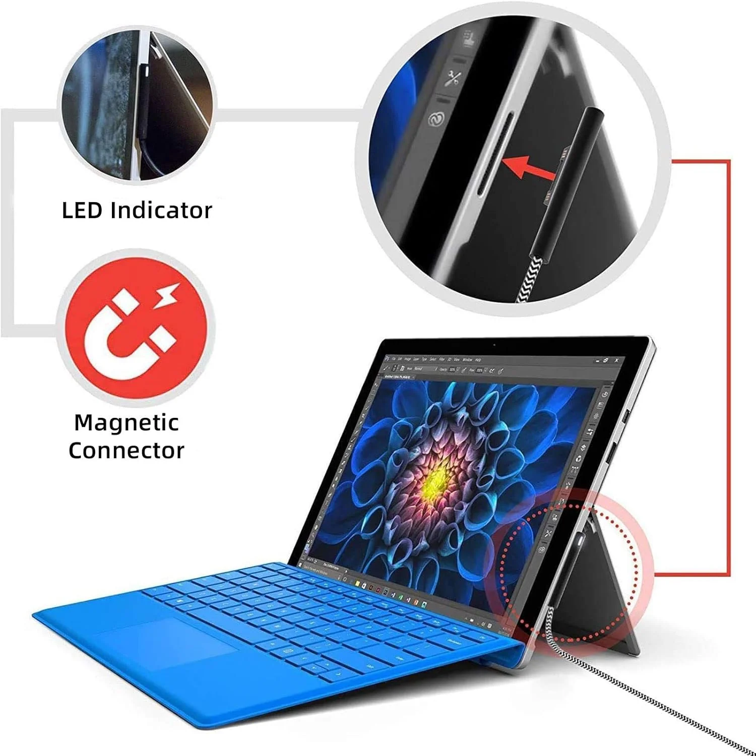 کابل شارژ USB-C به Surface Connect با روکش نایلونی بافته شده Sisyphy (1.8 متری طرح گورخری)، نیازمند شارژر USB-C با توان 45 وات 15 ولت/3 آمپر، سازگار با Microsoft Surface Pro 7/6/5/4/3 Go 3/2/1 Laptop کابل شارژ USB-C به Surface Connect با روکش نایلونی بافته شده Sisyphy (1.8 متری طرح گورخری)، نیازمند شارژر USB-C با توان 45 وات 15 ولت/3 آمپر، سازگار با Microsoft Surface Pro 7/6/5/4/3 Go 3/2/1 Laptop