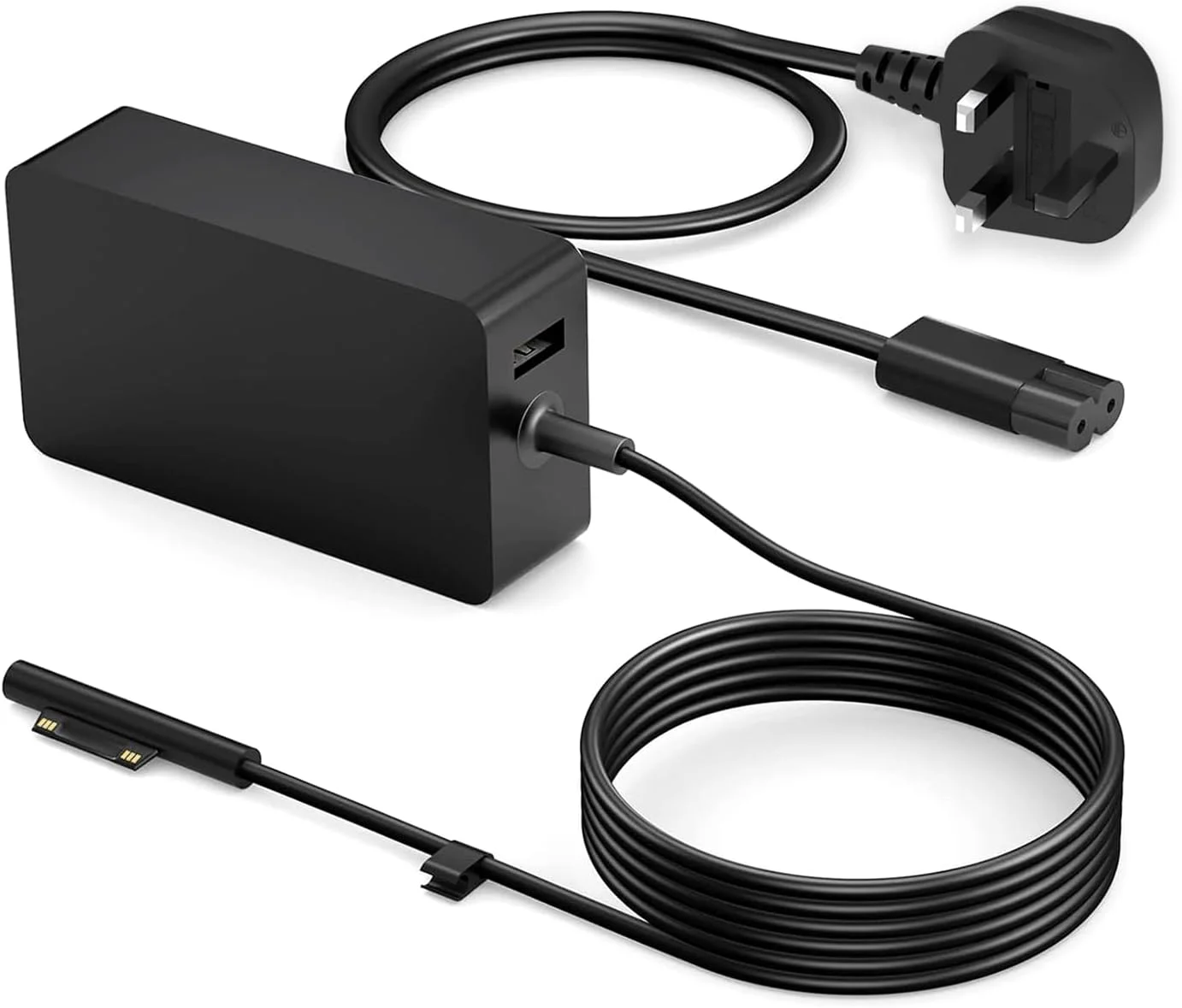 شارژر سرفیس، آداپتور AC 44 واتی برای مایکروسافت سرفیس پرو 9/8/7/6/5/4/3/10، سرفیس لپ تاپ 3/2/1، سرفیس بوک 3/2/1، منبع تغذیه سرفیس گو 15 ولت 2.58 آمپر با پورت شارژ USB 5 ولت 1 آمپر