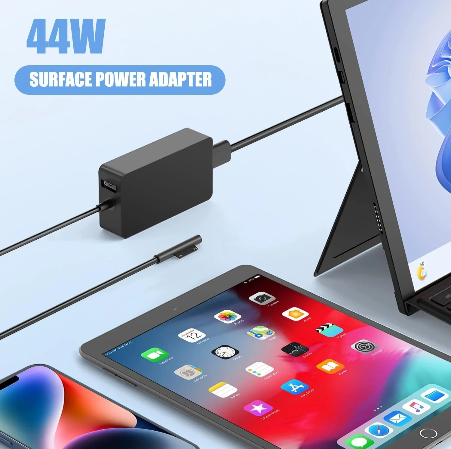 شارژر سرفیس، آداپتور AC 44 واتی برای مایکروسافت سرفیس پرو 9/8/7/6/5/4/3/10، سرفیس لپ تاپ 3/2/1، سرفیس بوک 3/2/1، منبع تغذیه سرفیس گو 15 ولت 2.58 آمپر با پورت شارژ USB 5 ولت 1 آمپر شارژر سرفیس، آداپتور AC 44 واتی برای مایکروسافت سرفیس پرو 9/8/7/6/5/4/3/10، سرفیس لپ تاپ 3/2/1، سرفیس بوک 3/2/1، منبع تغذیه سرفیس گو 15 ولت 2.58 آمپر با پورت شارژ USB 5 ولت 1 آمپر