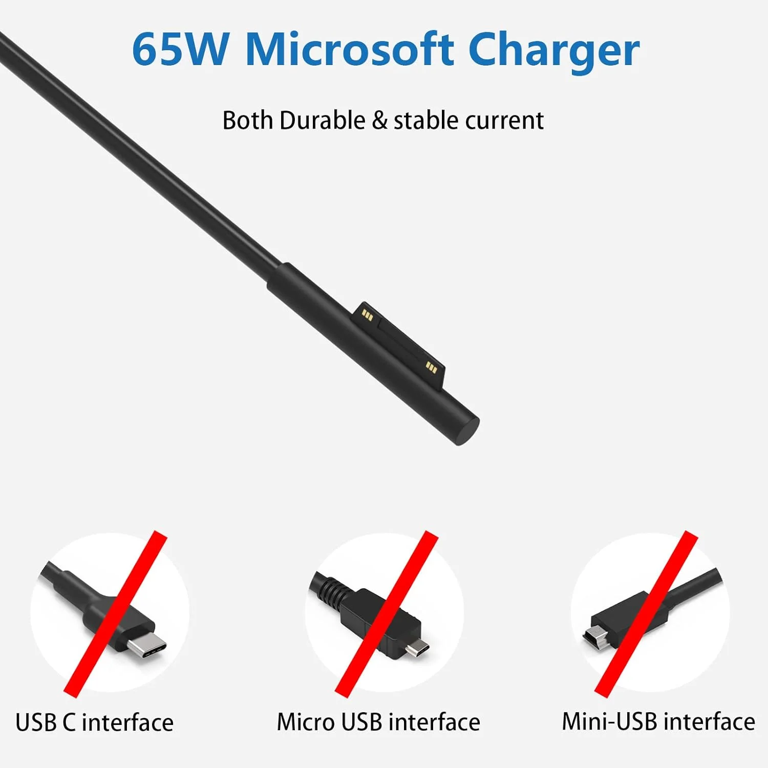 شارژر 65 واتی سرفیس پرو HAFIUEGE سازگار با Microsoft Surface Pro X/9/8/7/6/5/4/3، Surface Laptop 1/2/3/4، Surface Go 1/2/3، Surface Book 1/2/3 به همراه پورت شارژ USB شارژر 65 واتی سرفیس پرو HAFIUEGE سازگار با Microsoft Surface Pro X/9/8/7/6/5/4/3، Surface Laptop 1/2/3/4، Surface Go 1/2/3، Surface Book 1/2/3 به همراه پورت شارژ USB