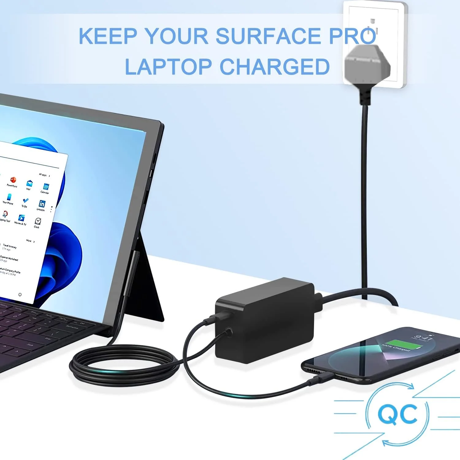 شارژر 65 واتی NATNO Surface Pro برای Microsoft Surface Pro 11 10 9 8 7+ 7 6 5 4 3 X، Surface Book 3 2 1، Surface Laptop 5 4 3 2 1، تبلت Surface Go، پشتیبانی از 44W 36W با پورت شارژ USB شارژر 65 واتی NATNO Surface Pro برای Microsoft Surface Pro 11 10 9 8 7+ 7 6 5 4 3 X، Surface Book 3 2 1، Surface Laptop 5 4 3 2 1، تبلت Surface Go، پشتیبانی از 44W 36W با پورت شارژ USB