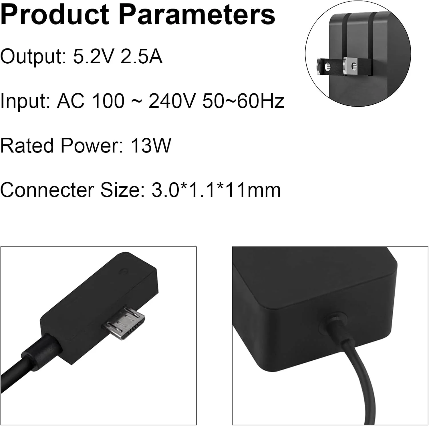 آداپتور برق 13 وات 5.2 ولت 2.5 آمپر مناسب سرفیس 3 مدل 1623 1624 1645 به همراه شارژر USB و کابل شارژ آداپتور برق 13 وات 5.2 ولت 2.5 آمپر مناسب سرفیس 3 مدل 1623 1624 1645 به همراه شارژر USB و کابل شارژ