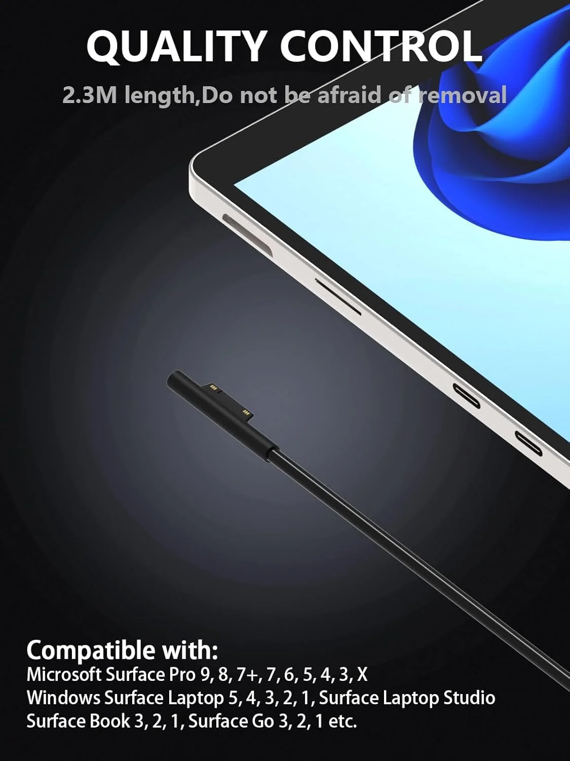 شارژر 65 واتی سرفیس پرو، سازگار با Microsoft Surface Pro 11/10/9/8/7+/7/6/5/4/3/X، Surface Laptop 1/2/3/4/5، Surface Go 1/2/3 و Surface Book 1/2/3 تبلت و لپ تاپ شارژر 65 واتی سرفیس پرو، سازگار با Microsoft Surface Pro 11/10/9/8/7+/7/6/5/4/3/X، Surface Laptop 1/2/3/4/5، Surface Go 1/2/3 و Surface Book 1/2/3 تبلت و لپ تاپ