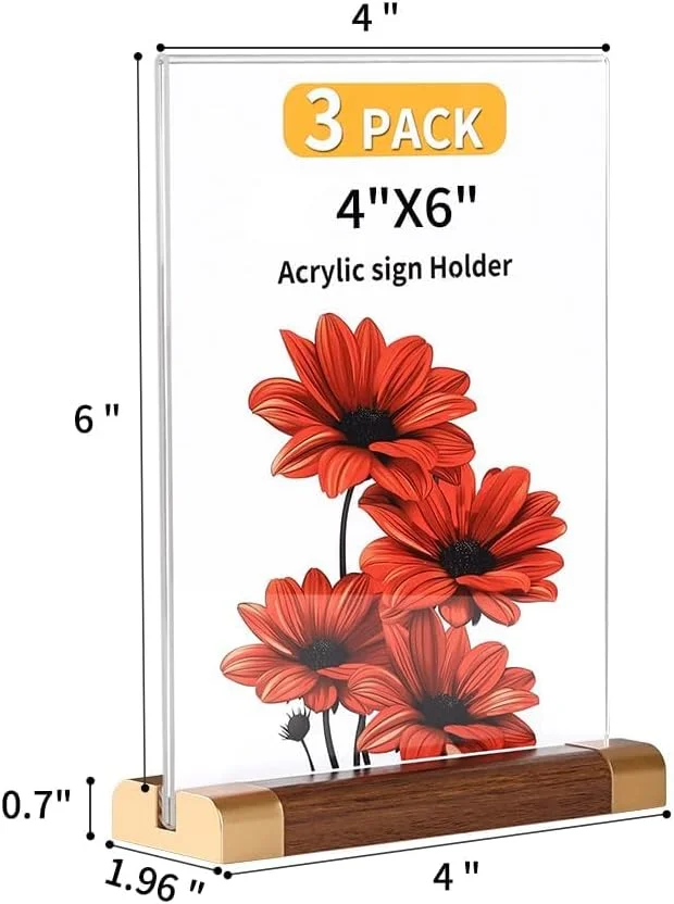 پایه نگهدارنده تابلوی اکریلیک با پایه طرح چوب، قاب نمایشگر رومیزی دو طرفه کوچک، پایه نگهدارنده تابلوی عمودی شفاف برای منوها، پوسترها، عکس ها، دفتر، رستوران، کافی شاپ - بسته 3 عددی پایه نگهدارنده تابلوی اکریلیک با پایه طرح چوب، قاب نمایشگر رومیزی دو طرفه کوچک، پایه نگهدارنده تابلوی عمودی شفاف برای منوها، پوسترها، عکس ها، دفتر، رستوران، کافی شاپ - بسته 3 عددی