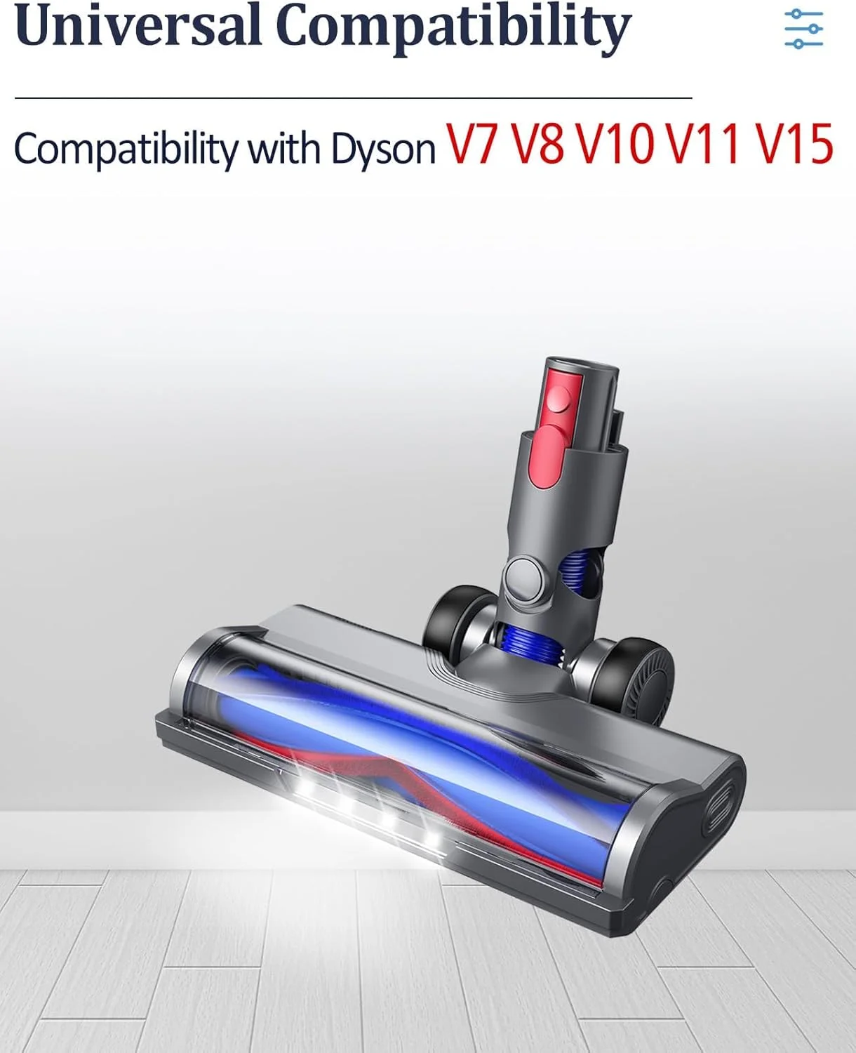 سری های جاروبرقی KASTWAVE برای جاروبرقی های Dyson V6، برس موتوردار با چراغ های LED برای کف های چوبی و فرش، قطعات جایگزین غلتک مویی V شکل برای DC59 DC61 DC62 DC74