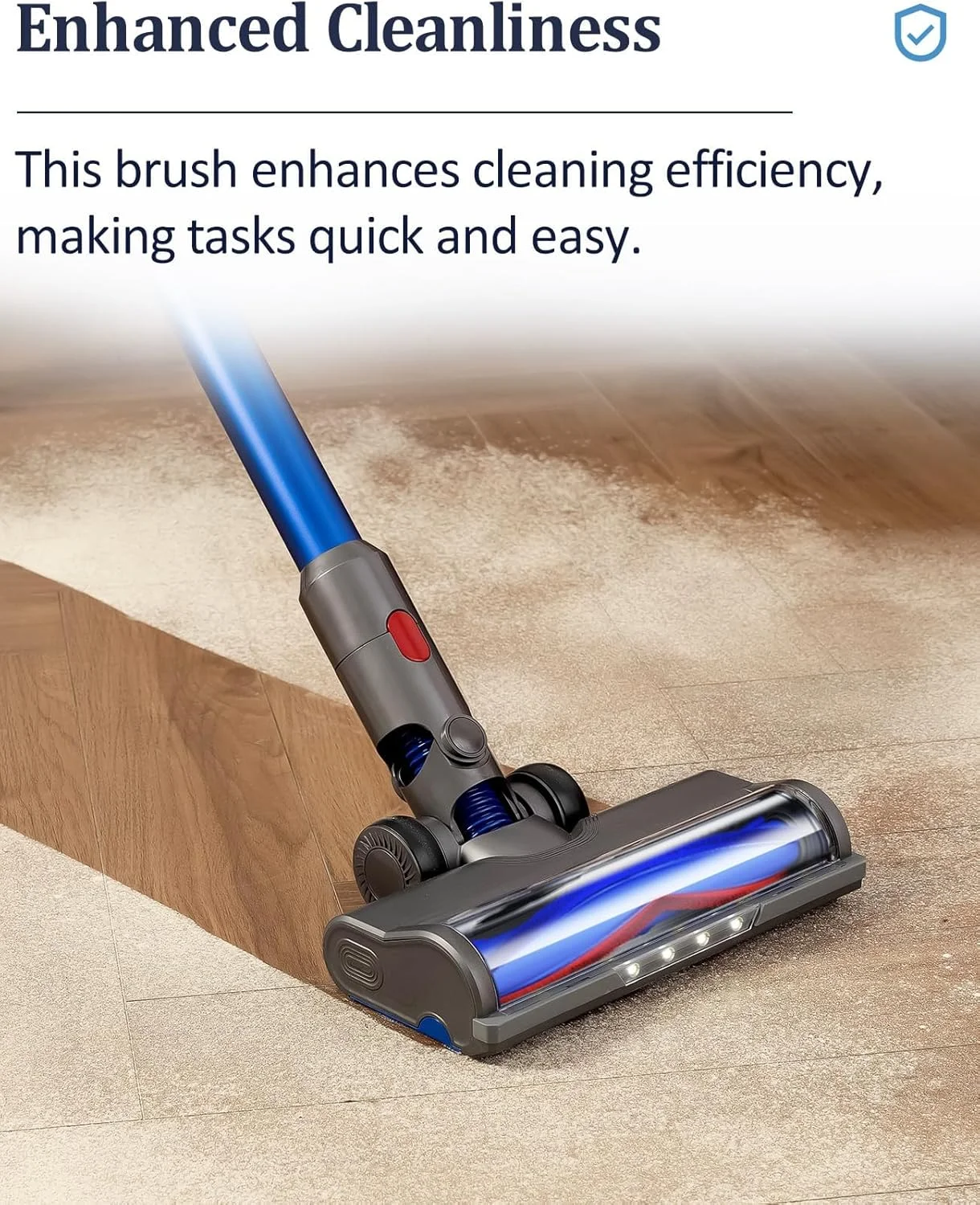 سری های جاروبرقی KASTWAVE برای جاروبرقی های Dyson V6، برس موتوردار با چراغ های LED برای کف های چوبی و فرش، قطعات جایگزین غلتک مویی V شکل برای DC59 DC61 DC62 DC74