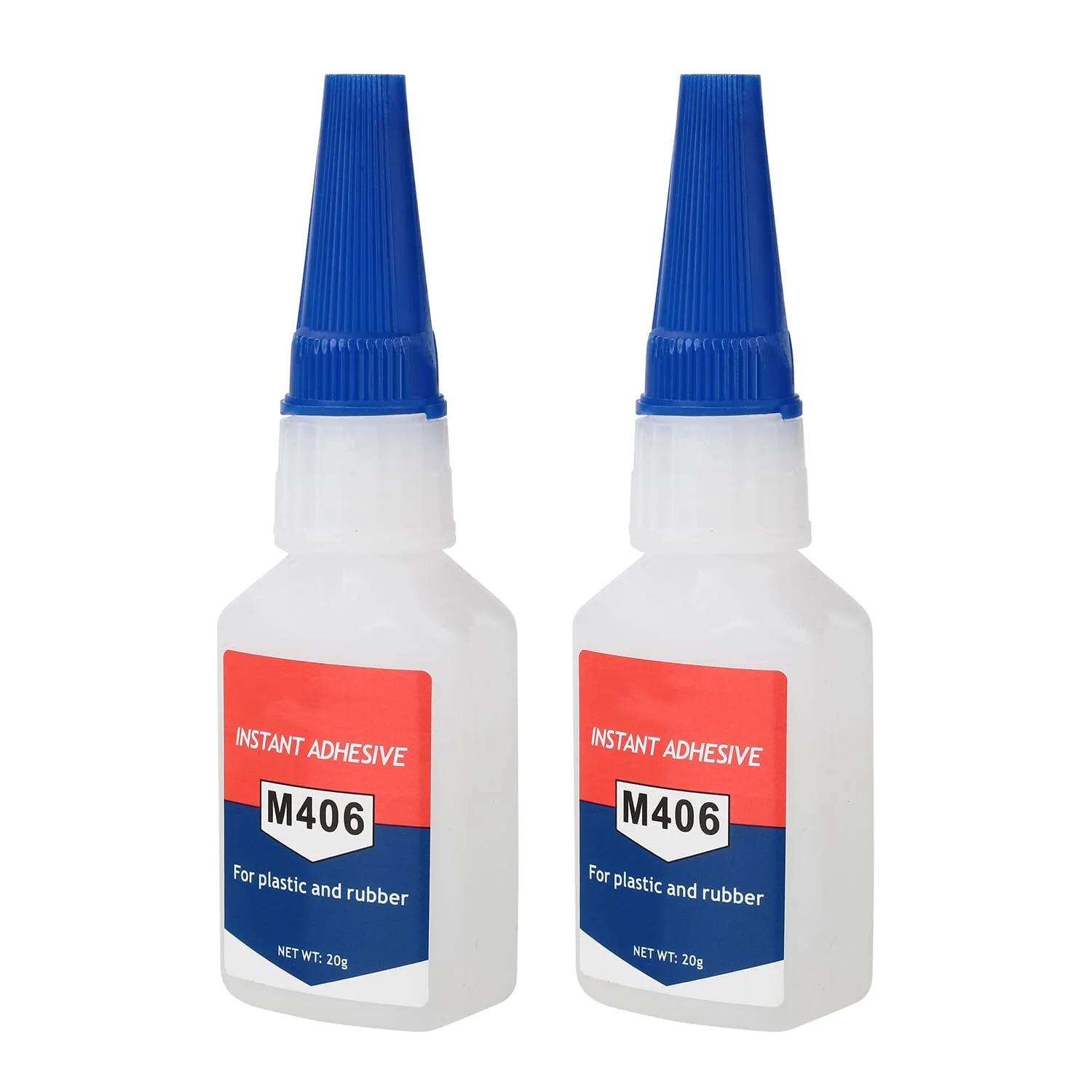 چسب قطره ای فوری M406، بسته 2 عددی، چسب قوی شفاف برای چسباندن لاستیک، چوب، پلاستیک، فلز، تعمیر و نگهداری