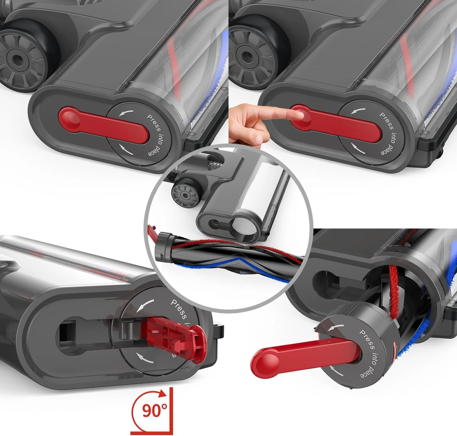 قطعات جاروبرقی KASTWAVE برای Dyson V7 V8 V10 V11 V15، جایگزین برس غلطکی با چراغ LED، سری موتوردار مخصوص سطوح سخت