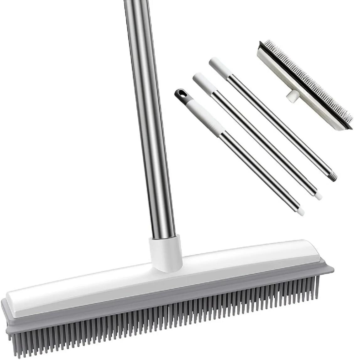 برس لاستیکی جارو فرش و موی حیوانات خانگی KASTWAVE به همراه تی - پاک کننده قابل حمل پرز و مو از فرش، موکت و کف سخت
