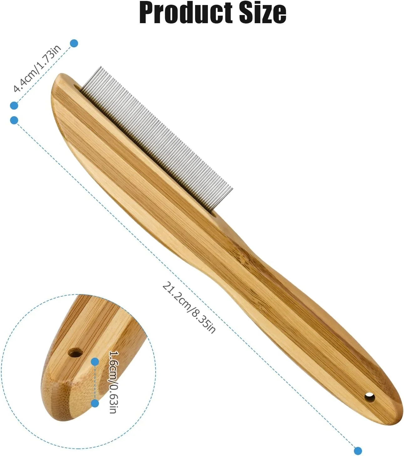شانه ضد شوره KASTWAVE، شانه دندانه ریز استیل ضد زنگ، شانه چوبی دسته دار برای از بین بردن شوره سر، شانه کک و شپش، برس چند منظوره برای نظافت موی کودکان، بزرگسالان، حیوانات خانگی و سگ