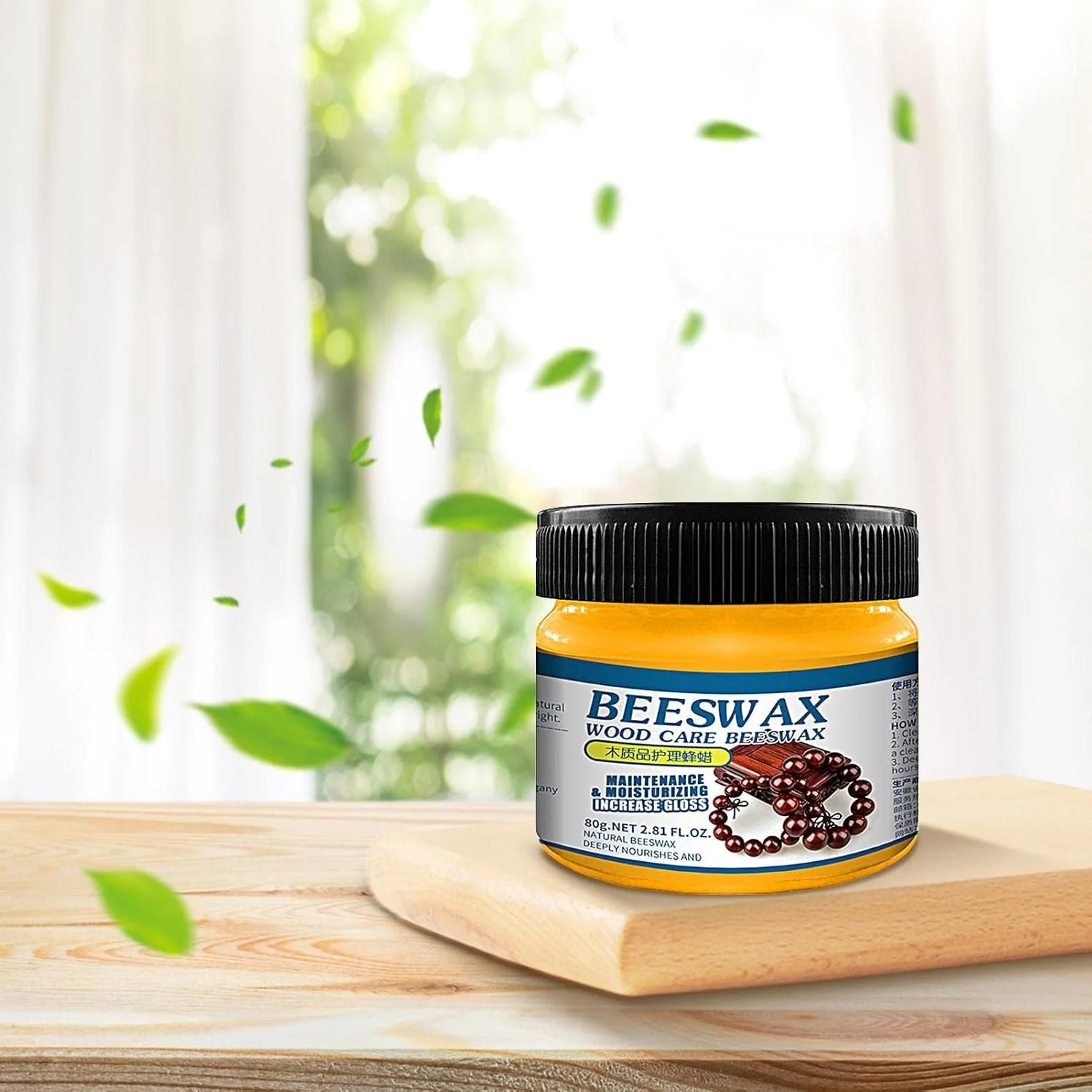 واکس مراقبت از پولیش چوب، پولیش مبلمان موم زنبور عسل 80 گرمی، فرمول غیر چرب موم زنبور عسل چاشنی چوب، پاک کننده میز کار موم کارنوبا بدون بو طبیعی، محافظ چند منظوره چوب برای کف، میز