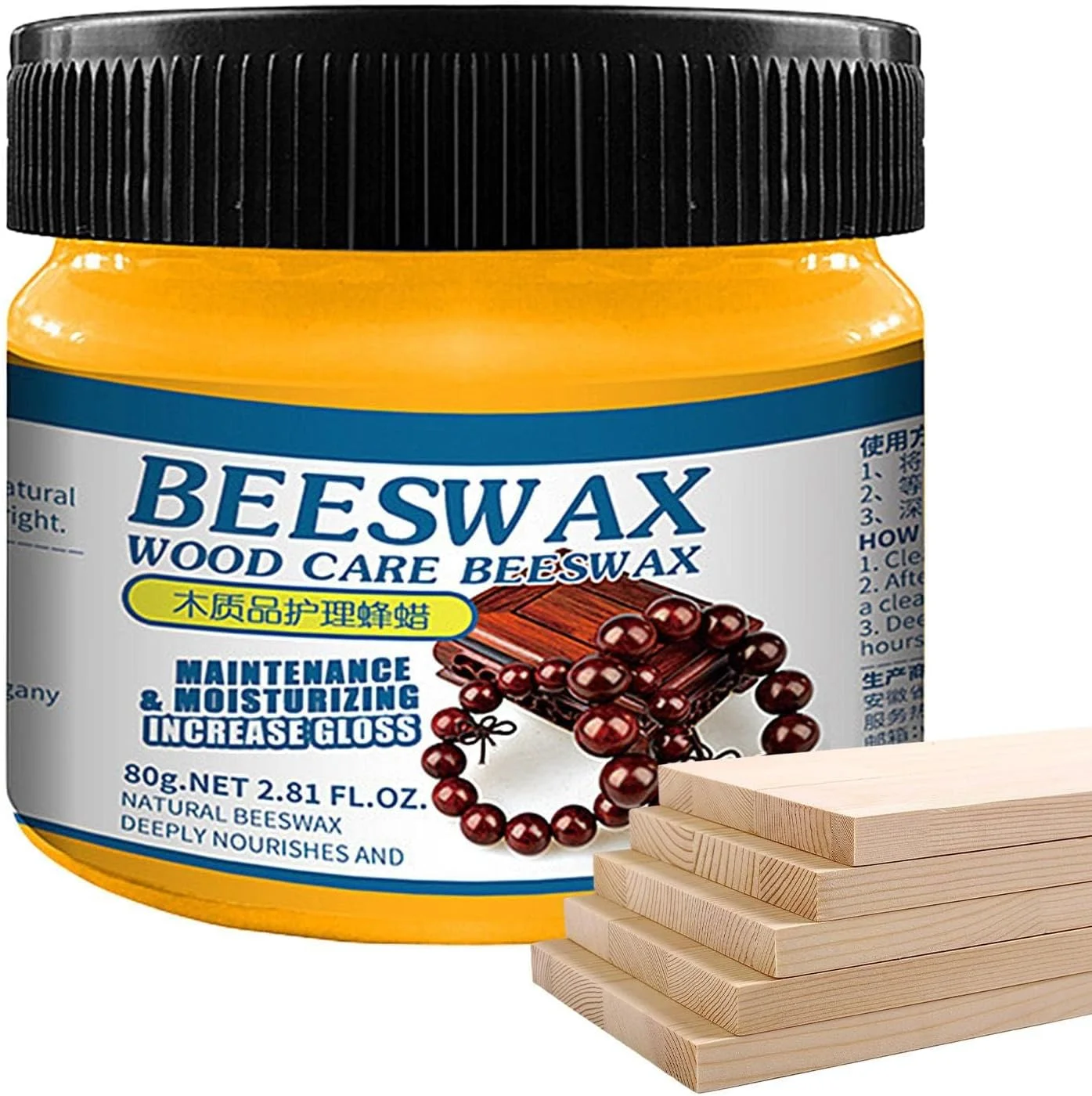 واکس مراقبت از پولیش چوب، پولیش مبلمان موم زنبور عسل 80 گرمی، فرمول غیر چرب موم زنبور عسل چاشنی چوب، پاک کننده میز کار موم کارنوبا بدون بو طبیعی، محافظ چند منظوره چوب برای کف، میز
