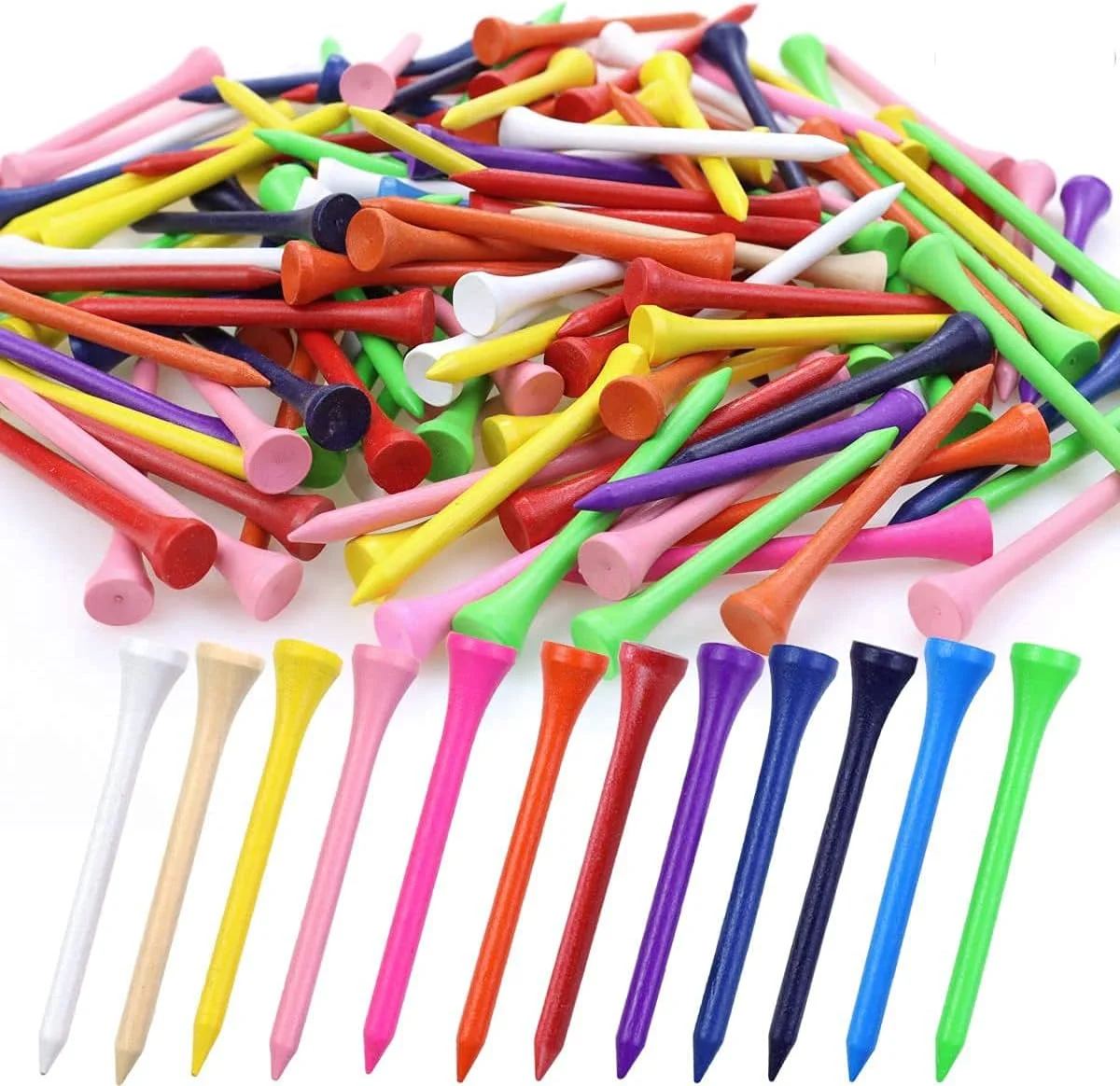 تی های گلف KASTWAVE، بسته 100 عددی تی های گلف چوبی طبیعی حرفه ای، کاهش چرخش جانبی و اصطکاک