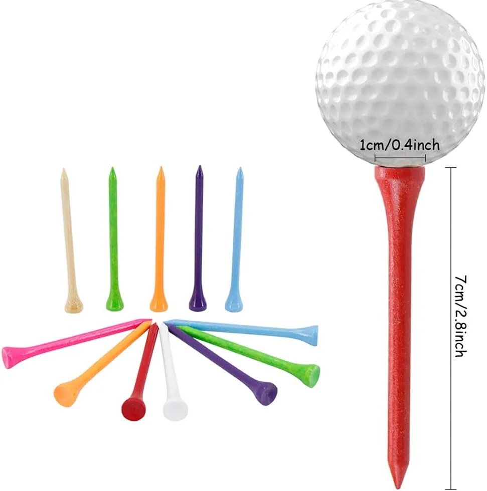 تی های گلف KASTWAVE، بسته 100 عددی تی های گلف چوبی طبیعی حرفه ای، کاهش چرخش جانبی و اصطکاک