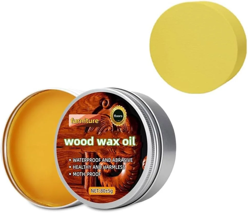 پولیش مبلمان موم عسل، محافظ چند منظوره کف چوبی 80 گرمی به همراه اسفنج، واکس نرم کننده طبیعی مبلمان چوبی، واکس نگهداری و پولیش چوب برای محافظت از میز ناهار خوری، کف، صندلی ها، کابینت