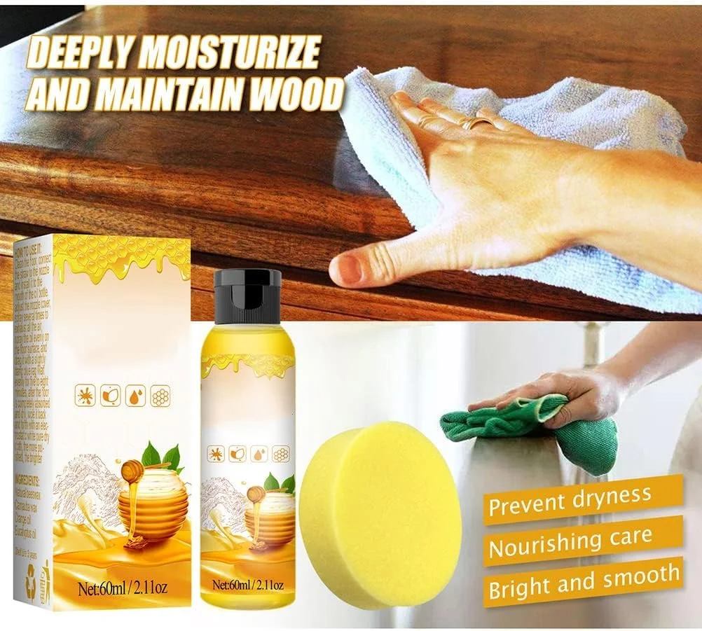 واکس مراقبت از چوب موم عسل، پولیش مبلمان موم عسل طبیعی میکرومولکولی شده با اسفنج، استفاده آسان، بدون بوی طبیعی، پاک کننده تعمیر ضد آب کندر موم عسل خالص برای کف، میز، کابینت واکس مراقبت از چوب موم عسل، پولیش مبلمان موم عسل طبیعی میکرومولکولی شده با اسفنج، استفاده آسان، بدون بوی طبیعی، پاک کننده تعمیر ضد آب کندر موم عسل خالص برای کف، میز، کابینت
