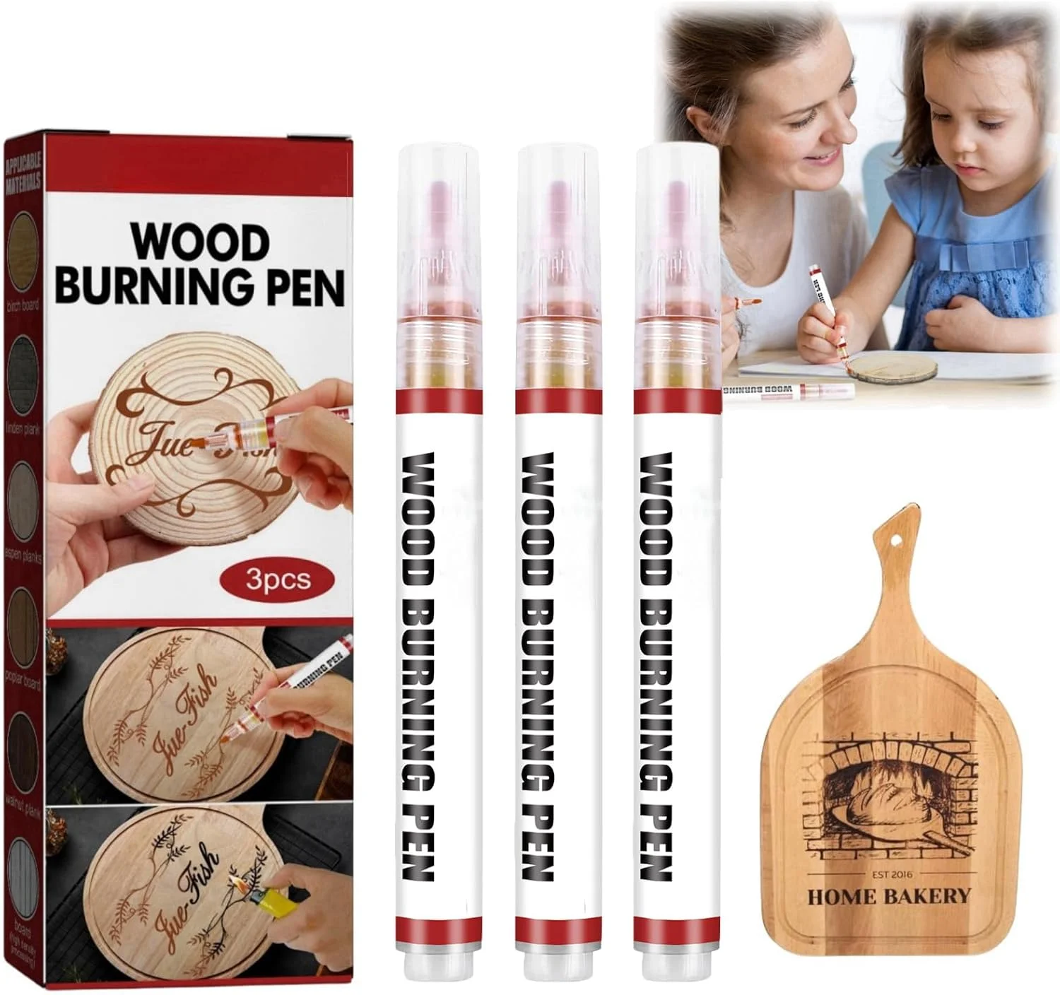 ست ماژیک چوب سوز، قلم سوزاندن چوب برای پروژه های چوبی DIY، 3 عدد قلم سوزاندن چوب برای مبتدیان، ایجاد طرح بر روی چوب
