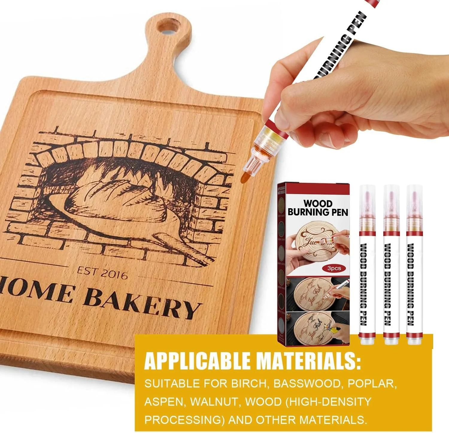 ست ماژیک چوب سوز، قلم سوزاندن چوب برای پروژه های چوبی DIY، 3 عدد قلم سوزاندن چوب برای مبتدیان، ایجاد طرح بر روی چوب