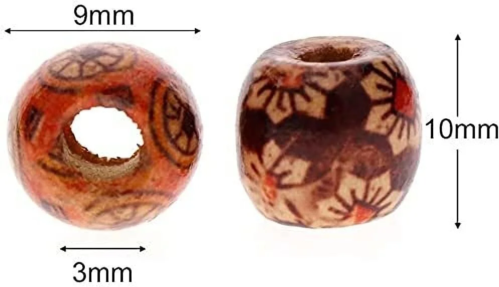 KASTWAVE 950 عددی مهره های چوبی فاصله انداز طرح دار 12 میلی متری، مهره های چوبی برای ساخت جواهرات و لوازم جانبی مو