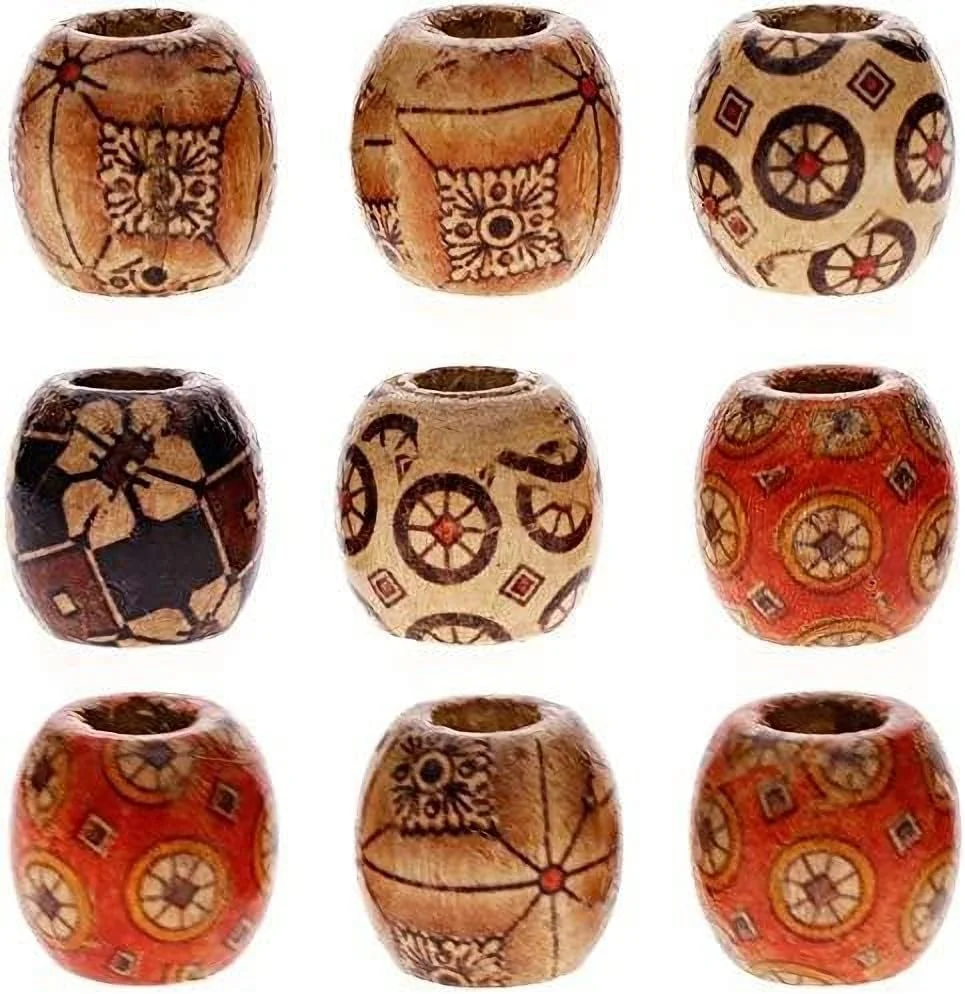 KASTWAVE 950 عددی مهره های چوبی فاصله انداز طرح دار 12 میلی متری، مهره های چوبی برای ساخت جواهرات و لوازم جانبی مو