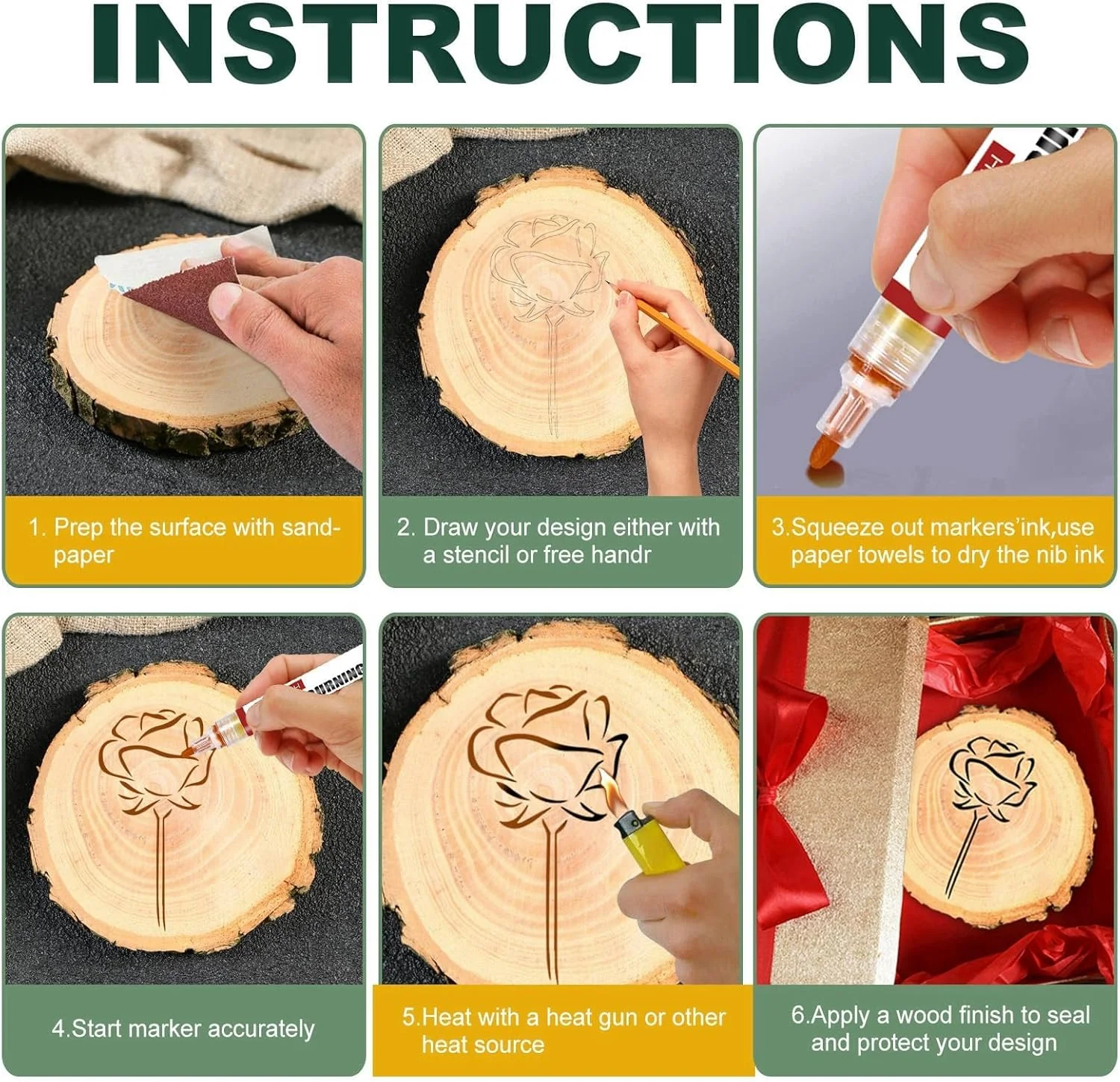 ست ماژیک چوب سوز، قلم سوزاندن چوب برای پروژه های چوبی DIY، 3 عدد قلم سوزاندن چوب برای مبتدیان، ایجاد طرح بر روی چوب