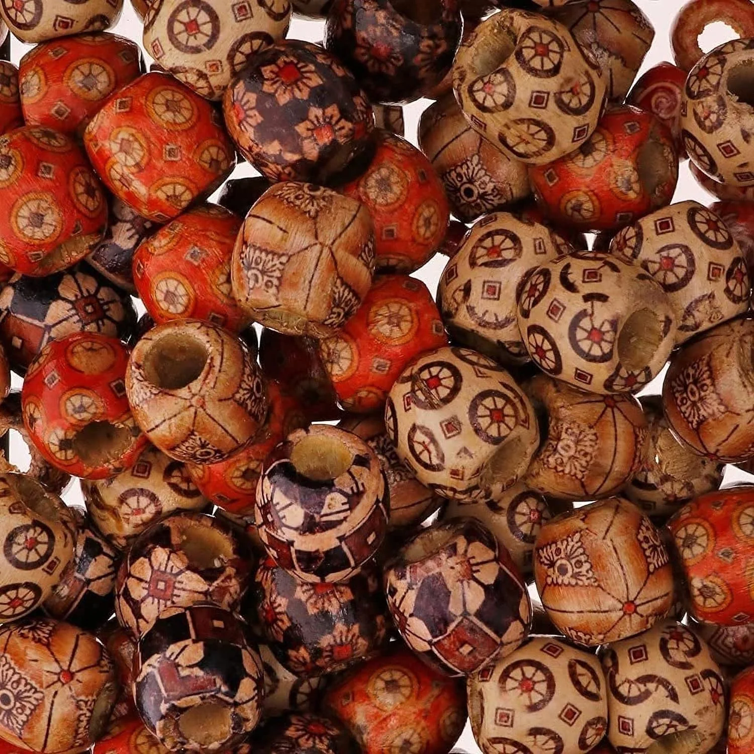 KASTWAVE 950 عددی مهره های چوبی فاصله انداز طرح دار 12 میلی متری، مهره های چوبی برای ساخت جواهرات و لوازم جانبی مو