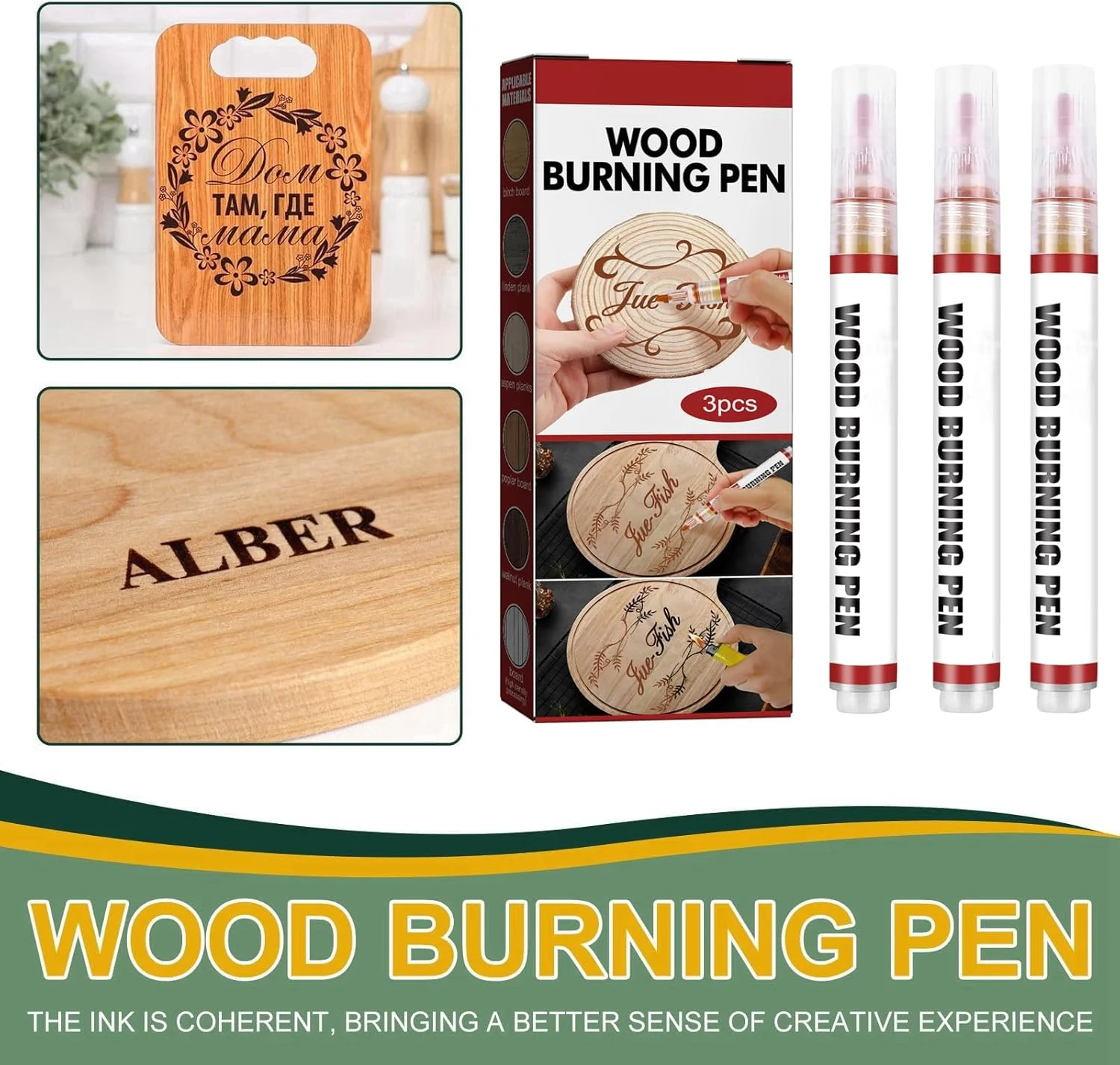 ست ماژیک چوب سوز، قلم سوزاندن چوب برای پروژه های چوبی DIY، 3 عدد قلم سوزاندن چوب برای مبتدیان، ایجاد طرح بر روی چوب