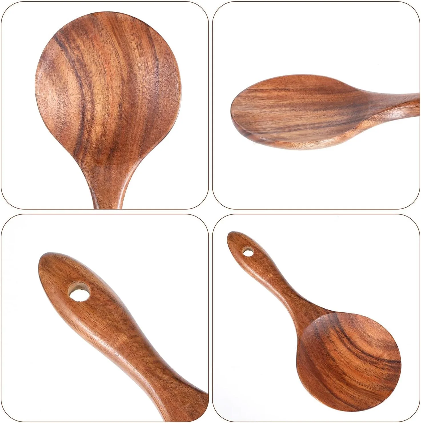 ست 2 عددی قاشق چوبی برنج برای پخت و پز، ابزار آشپزخانه مقاوم در برابر حرارت و نچسب از جنس چوب ساج، مناسب برای هم زدن، سرو برنج، سالاد، سوپ و پاستا، طول 19 سانتی متر ست 2 عددی قاشق چوبی برنج برای پخت و پز، ابزار آشپزخانه مقاوم در برابر حرارت و نچسب از جنس چوب ساج، مناسب برای هم زدن، سرو برنج، سالاد، سوپ و پاستا، طول 19 سانتی متر