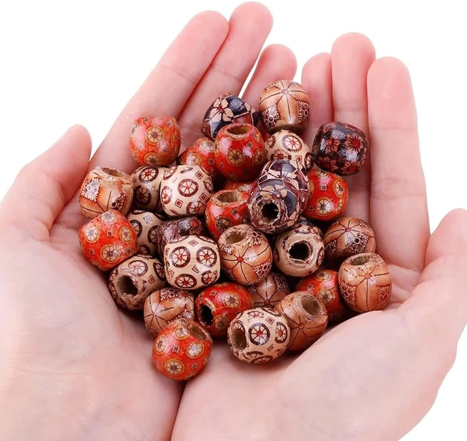 KASTWAVE 950 عددی مهره های چوبی فاصله انداز طرح دار 12 میلی متری، مهره های چوبی برای ساخت جواهرات و لوازم جانبی مو