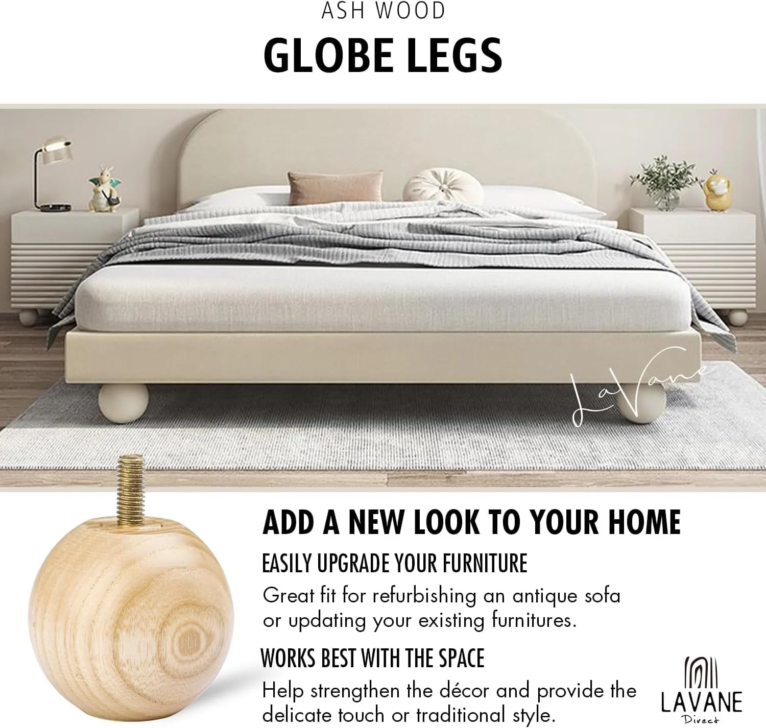 پایه های چوبی گرد توپی شکل 5 سانتی متری از جنس چوب زبان گنجشک، ست 4 عددی پایه مبلمان مدرن مینیمالیستی با پیچ M8 و صفحه نصب برای تخت، مبل، کمد، بوفه، کابینت پایه های چوبی گرد توپی شکل 5 سانتی متری از جنس چوب زبان گنجشک، ست 4 عددی پایه مبلمان مدرن مینیمالیستی با پیچ M8 و صفحه نصب برای تخت، مبل، کمد، بوفه، کابینت