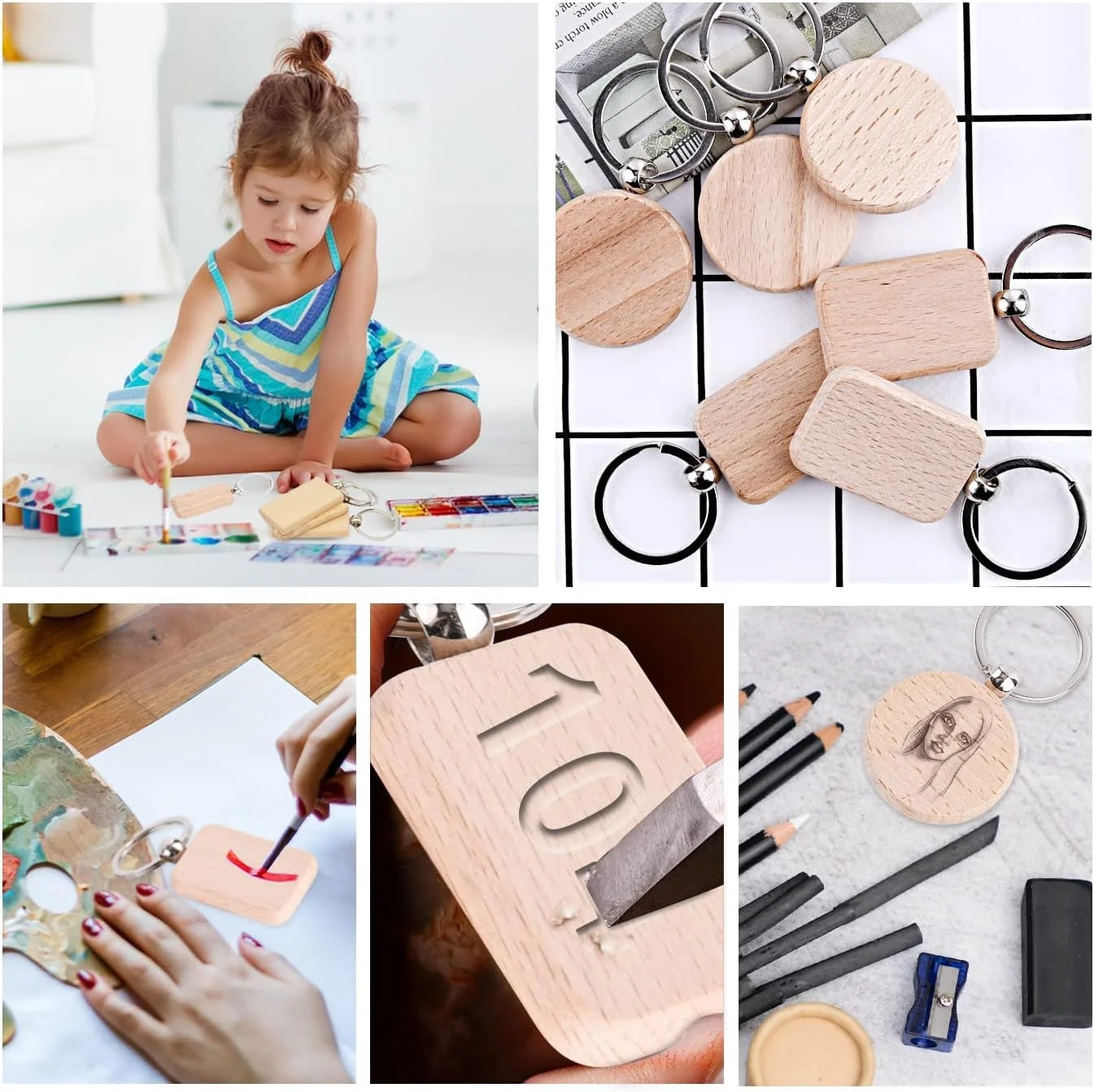 جاکلیدی چوبی KASTWAVE، بسته 20 عددی، مناسب حکاکی روی چوب، تگ های کلید شخصی سازی شده با حلقه، جاکلیدی چوبی ناتمام برای لوازم جانبی کاردستی DIY جاکلیدی چوبی KASTWAVE، بسته 20 عددی، مناسب حکاکی روی چوب، تگ های کلید شخصی سازی شده با حلقه، جاکلیدی چوبی ناتمام برای لوازم جانبی کاردستی DIY