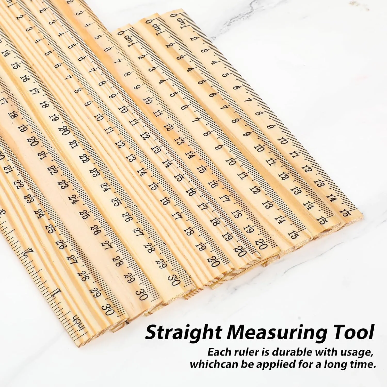 ست خط کش چوبی 9 عددی KASTWAVE در اندازه های مختلف - لبه صاف با سانتی متر و اینچ - ابزار اندازه گیری دقیق برای دانش آموزان، دفتر، لوازم خانگی ست خط کش چوبی 9 عددی KASTWAVE در اندازه های مختلف - لبه صاف با سانتی متر و اینچ - ابزار اندازه گیری دقیق برای دانش آموزان، دفتر، لوازم خانگی