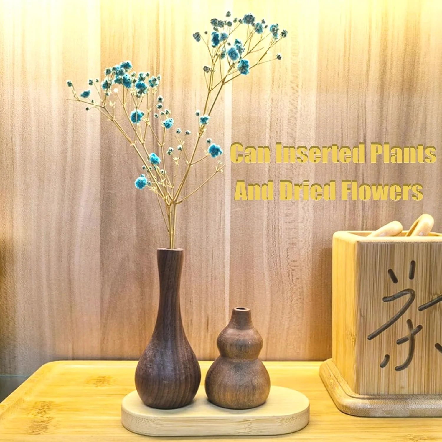 ست پخش کننده روغن های ضروری چوبی، گلدان پخش کننده رایحه چوب گردو، پخش کننده های رایحه درمانی طبیعی برای خانه، حمام و دفتر، رایحه ماندگار، 2 قطعه دکور سازگار با محیط زیست